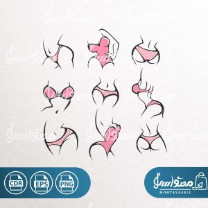 وکتور مجموعه لباس زیر زنانه فانتزی و شیک