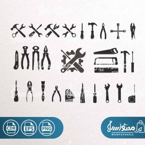 طرح وکتور مجموعه ابزارالات تعمییرات