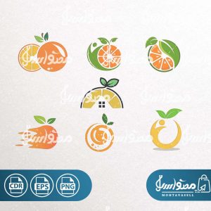 طرح وکتور برگ سبز و پرتقال