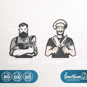 طرح وکتور مرد قصاب و ساطور